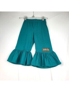 Matilda Jane Choose Your Own Path Bonfire Nights Teal Ruffle Pants Girl Size 2